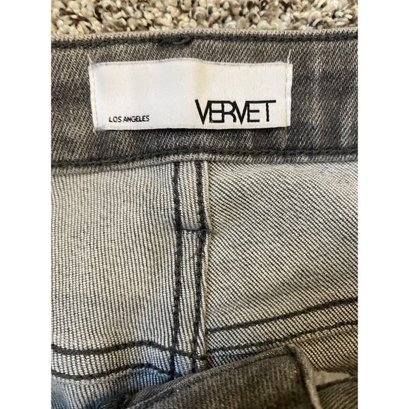 Vervet Jeans Womens Size 25 Gray Distressed Wash High Rise Crop Flare Raw Hem - Picture 5 of 10